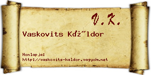Vaskovits Káldor névjegykártya